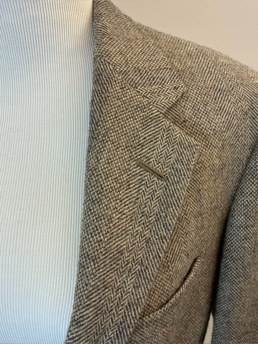 Chaps Ralph Lauren Brown Herringbone Wool Sport Coat Blazer Mens 40R USA Made